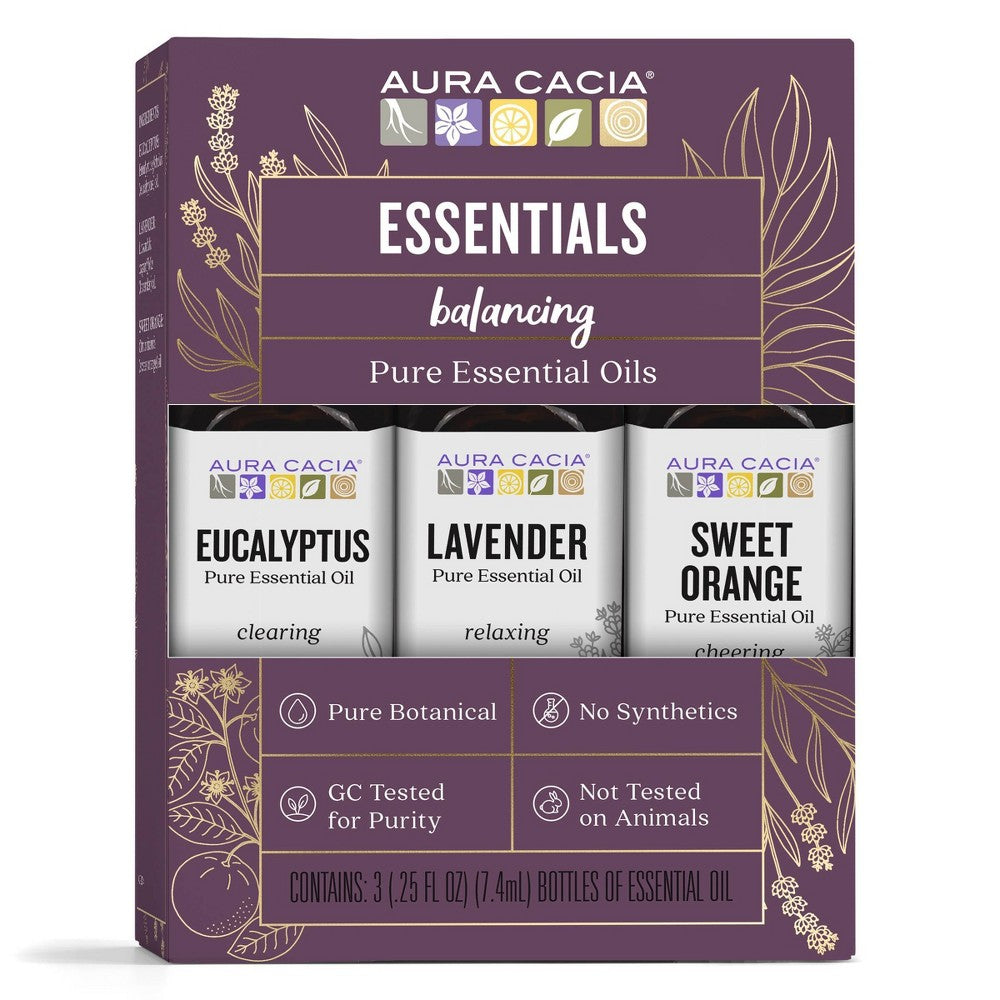 3pk Multi Essential Oil Set - Aura Cacia: Pure Aromatherapy, Sweet Orange Scent, Member Owned Co-op - Bellso